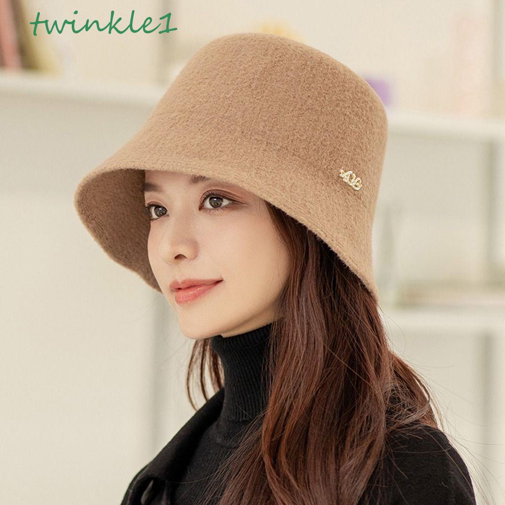 Mũ Bucket Phủ Lông In Chữ Lấp Lánh Thời Trang Thu Đông Hàn Quốc Sang Trọng Cho Nữ