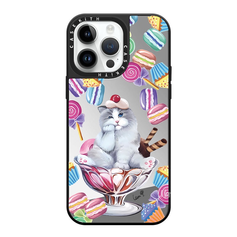 Ốp Điện Thoại Mặt Gương In Chữ Và Hình Mèo Cho IPhone 14 13 12 Pro Max 11 14Plus