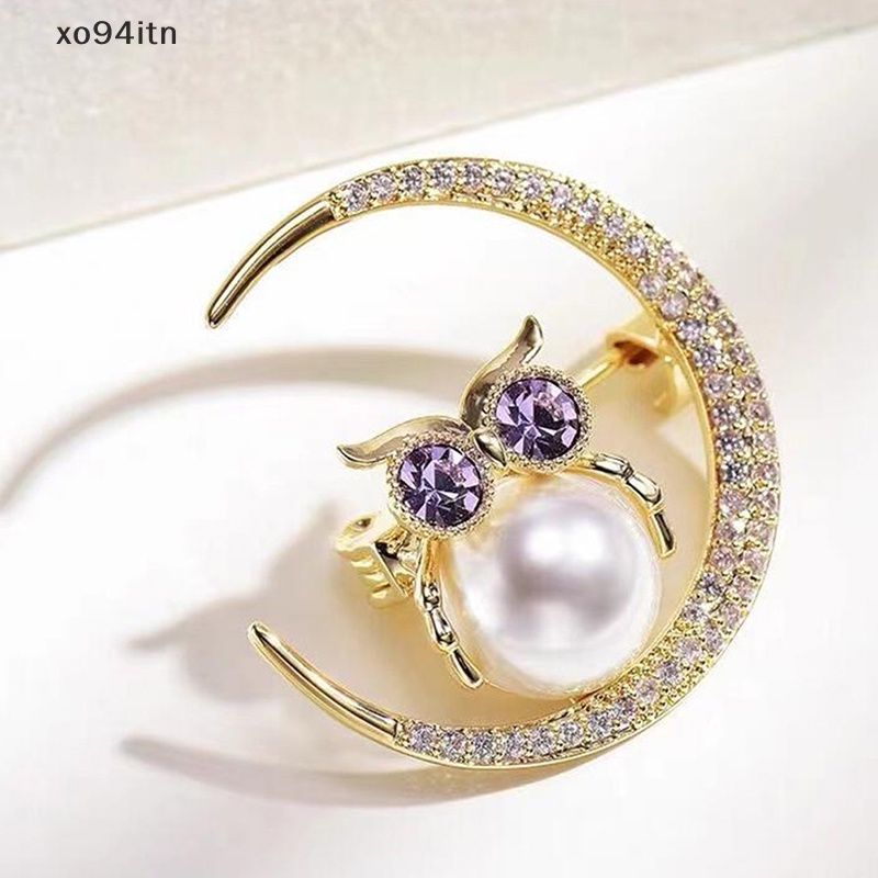 Ghim Cài Áo Hình Cú Mèo Mặt Trăng Nhỏ Xinh Thời Trang Dễ Phối Đồ