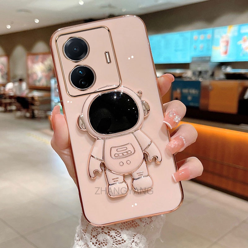 ốp lưng Realme c55 TPU Mạ điện 3D Phi hành gia có chân đế ốp điện thoại Realme c55