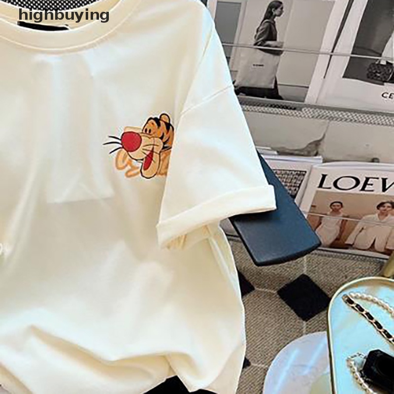 Áo Thun Tay Ngắn Cổ Tròn In Họa Tiết Hoạt Hình Thời Trang Mùa Hè Cho Nữ