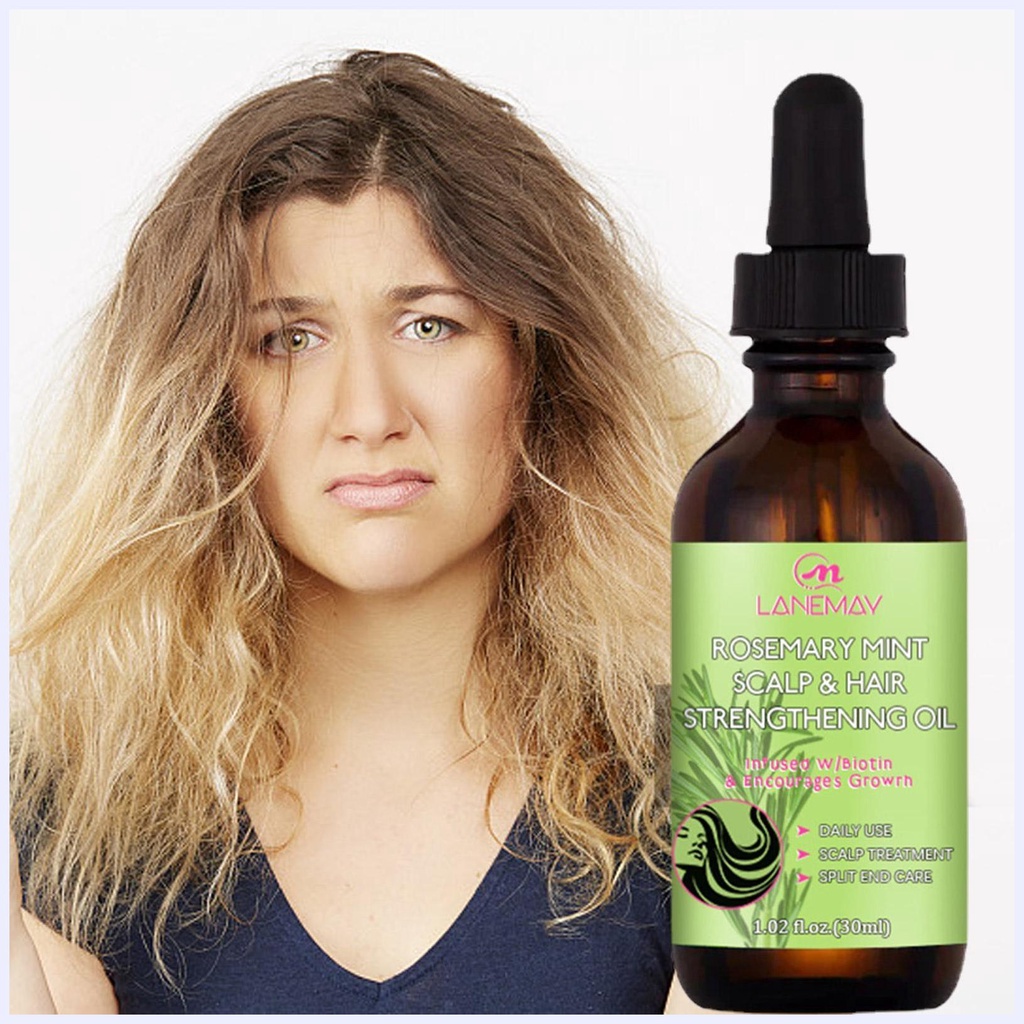 Dầu hương thảo cho tóc Dầu hương thảo hữu cơ cho da đầu & tóc chắc khỏe 1 Fl. Oz Rosemary Oil With Biotin & Essential Oils, Tinh dầu dưỡng cho tóc chẻ ngọn và da đầu khô