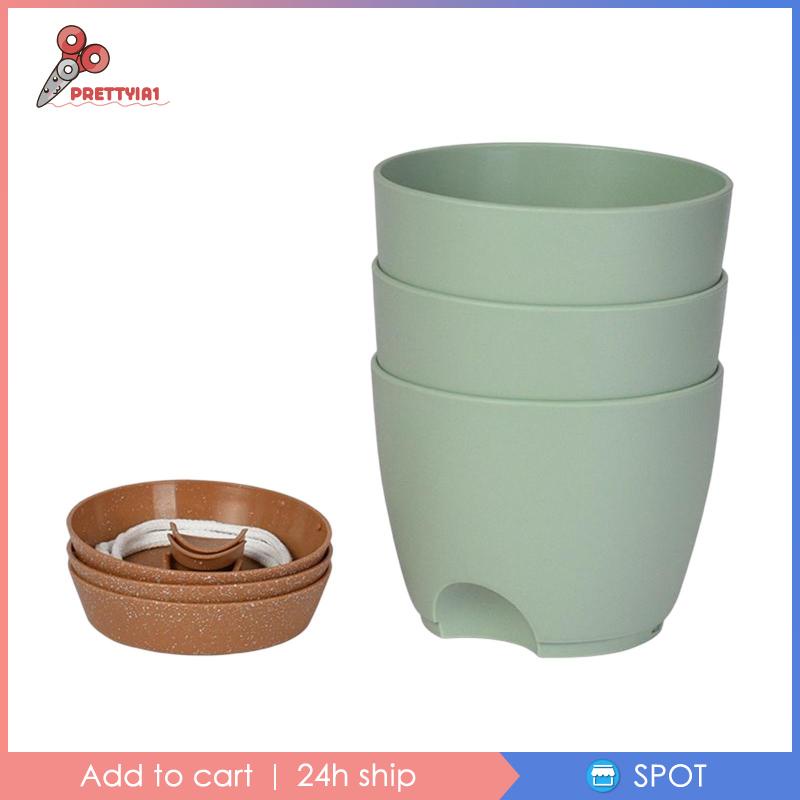 1 [Prettyia] Set 3 Chậu Tự Tưới Nước Cho Sân Vườn / Văn Phòng