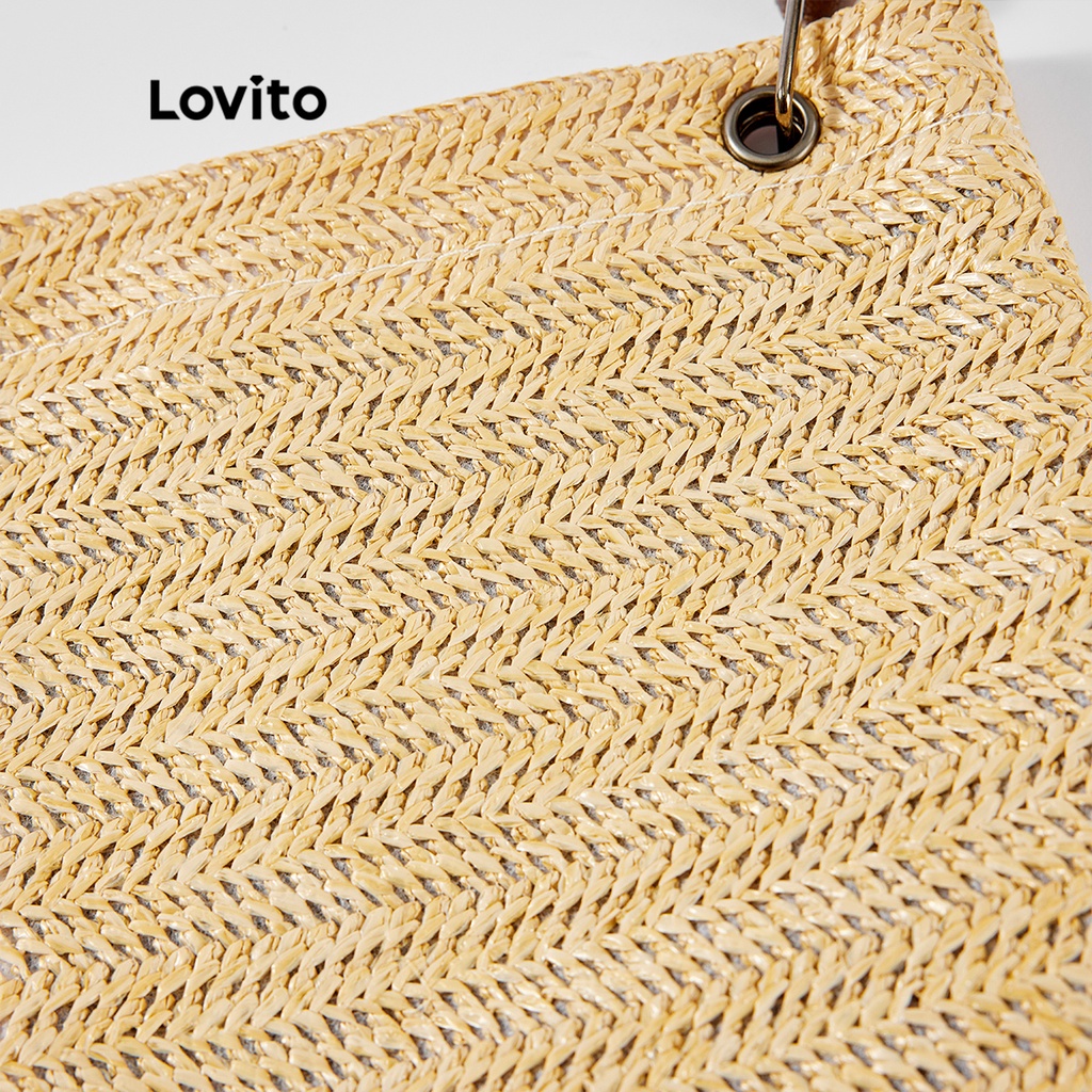 Túi hobo Lovito khóa kéo có vòng kim loại với lớp lót màu trơn phong cách thường ngày dành cho nữ L50AD116 (kaki/màu mơ)