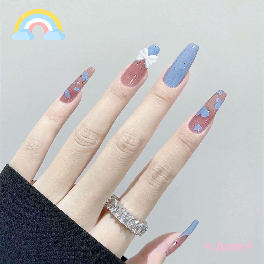 [Hàng mới về] Bộ 24 móng tay giả có vỏ bọc bảo vệ có thể tháo rời tiện lợi