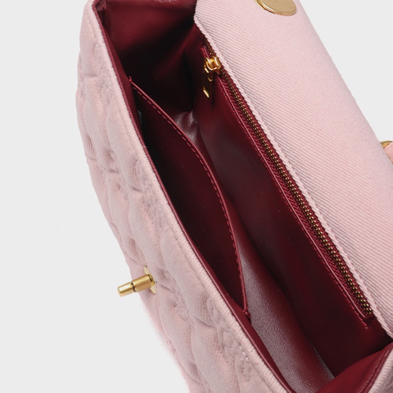 Ielgy Túi Xách denim Đeo Cánh Tay Phối Dây Xích Hình Thoi Nhỏ Phong Cách retro Cao Cấp Cho Nữ