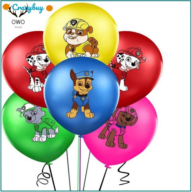 Cr Set 10 Bong Bóng 12inch Hình Chú Chó Hoạt Hình Xinh Xắn Trang Trí Tiệc Sinh Nhật Cho Bé