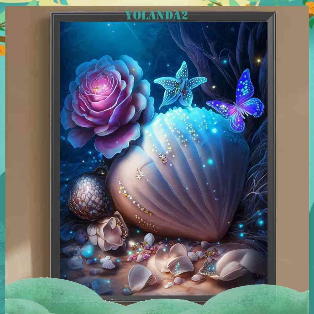 Bộ Tranh Đính Đá 5D Họa Tiết Vỏ Sò Độc Đáo DIY Dùng Trang Trí Nhà Cửa