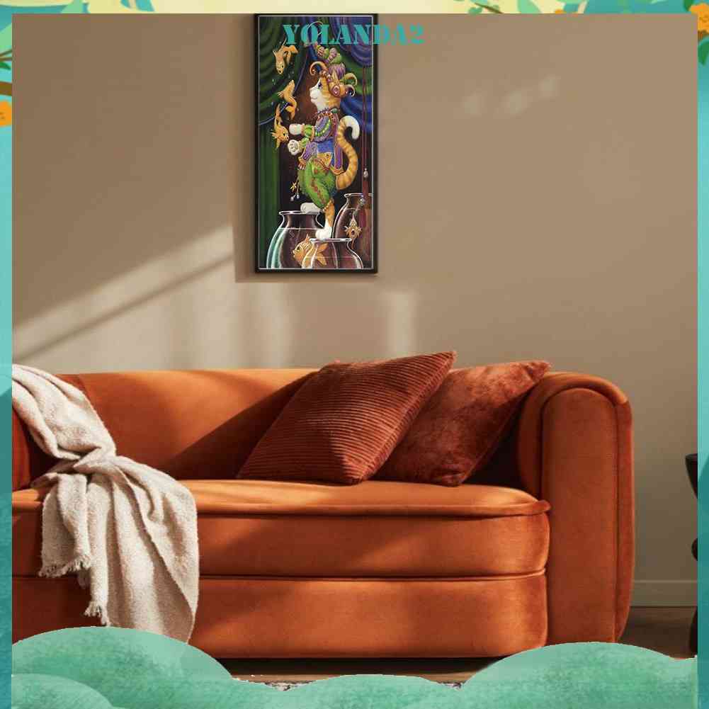 Tranh Đính Đá Kim Cương Toàn Bộ 5D DIY Hình Vẽ Mèo Trang Trí Nhà Cửa