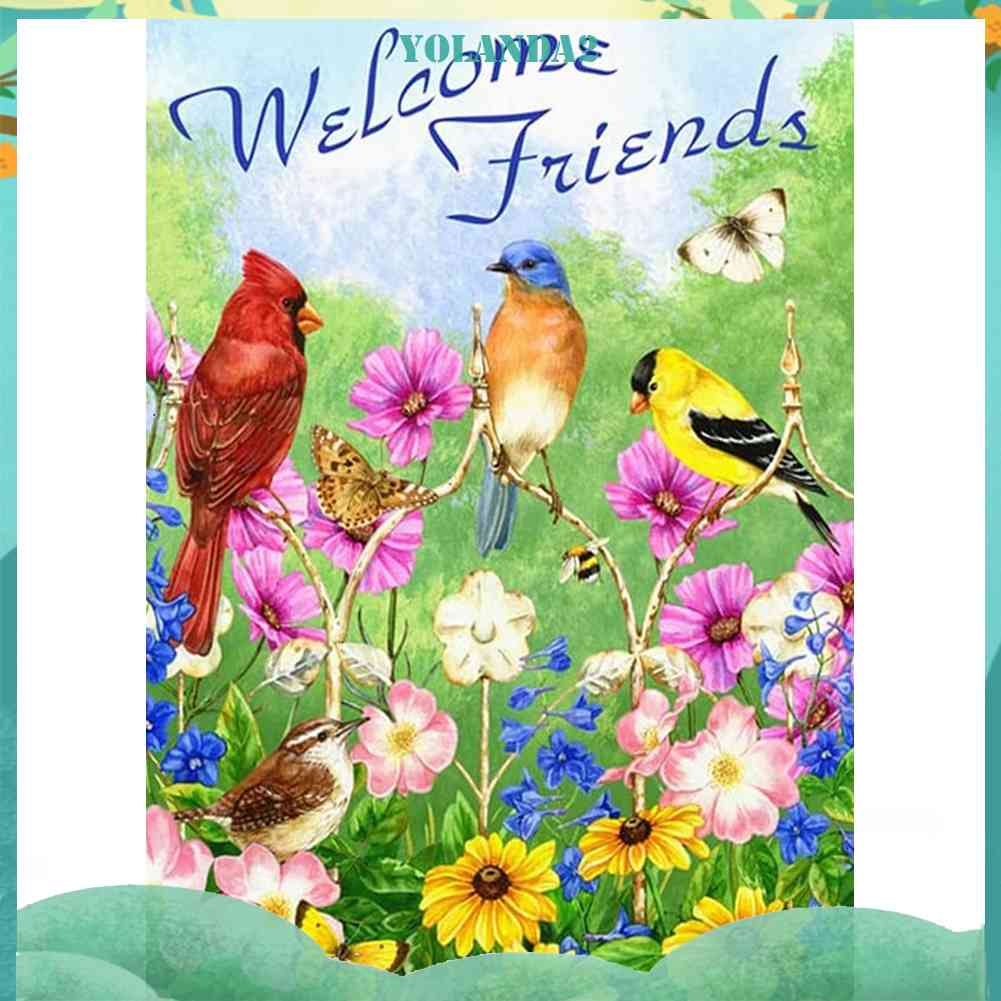 Bộ Tranh Đính Đá 5D Họa Tiết Hoa Và Chim Độc Đáo DIY Dùng Trang Trí Nhà Cửa