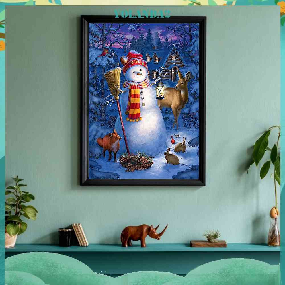 Bộ Tranh Đính Đá 5D Họa Tiết Người Tuyết / Lồng Đèn Độc Đáo DIY Dùng Trang Trí