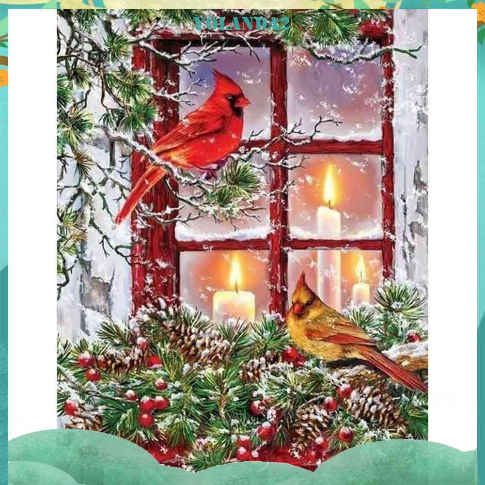 Tranh Đính Đá Kim Cương Toàn Bộ 5D DIY Hình Vẽ Chim Giáng Sinh