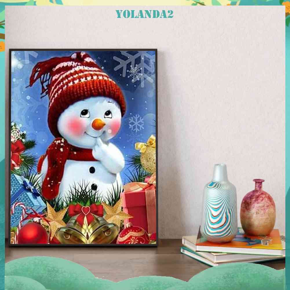 Tranh Đính Đá Kim Cương Toàn Bộ 5D DIY Hình Người Tuyết Giáng Sinh