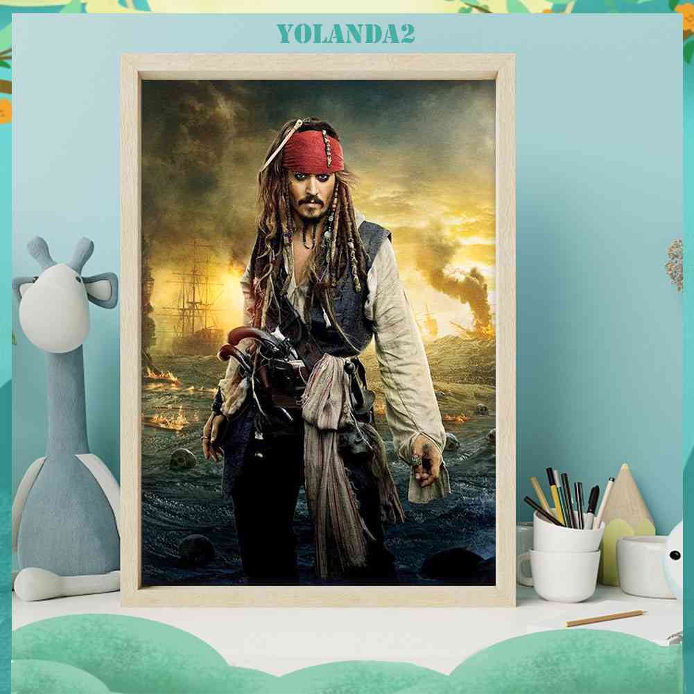 Tranh Đính Đá 5D Toàn Bộ Hạt Tròn Hình Thuyền Trưởng Jack Mosaic