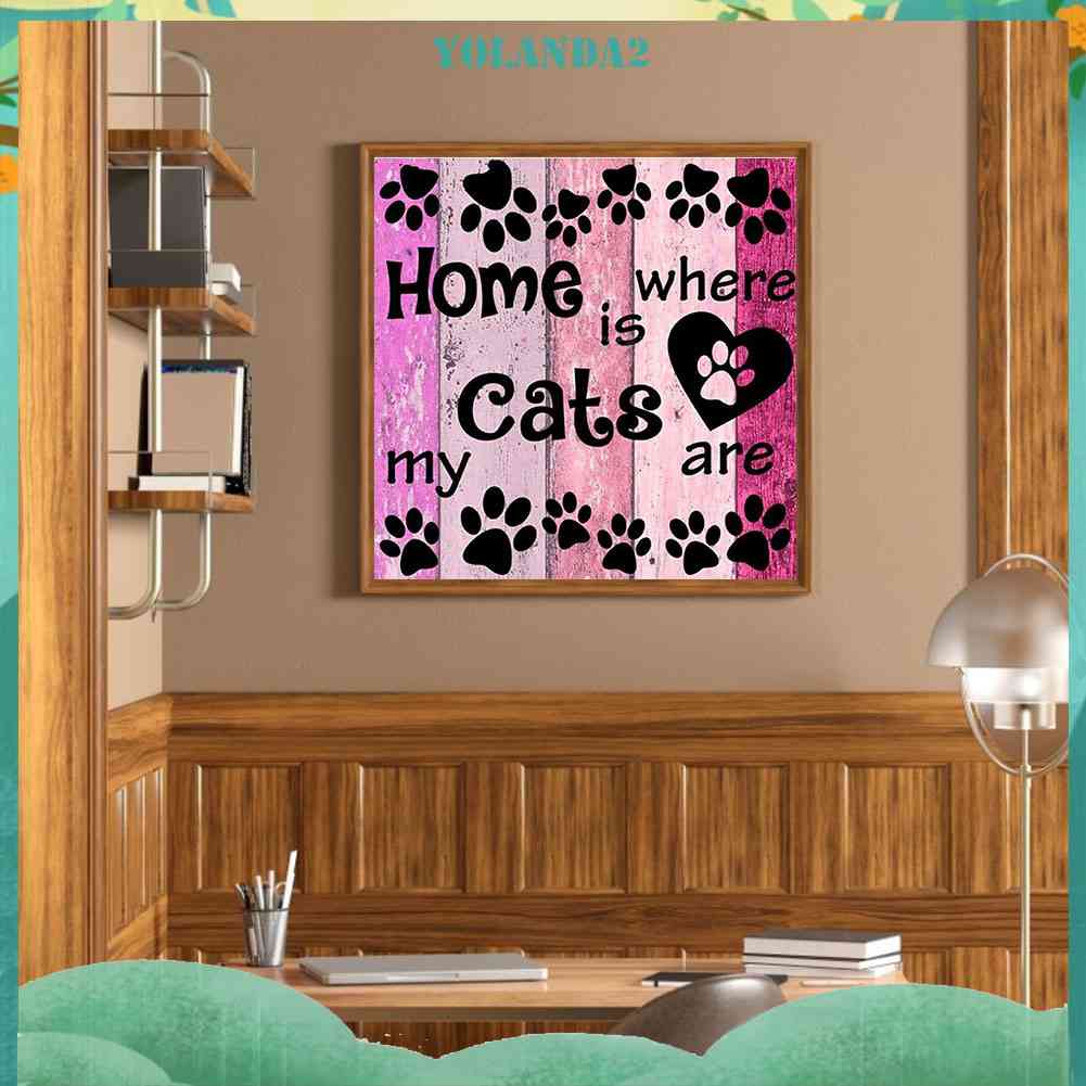 Bộ Tranh Đính Đá 5D Toàn Diện Họa Tiết Chú Mèo Độc Đáo DIY Dùng Trang Trí Nhà Cửa