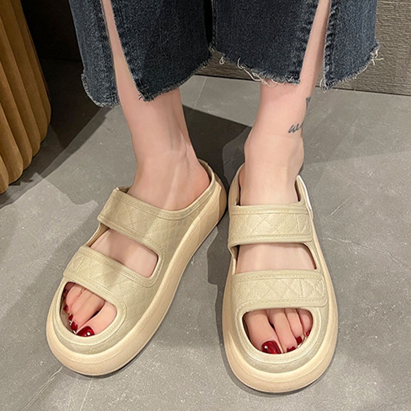 BAILUDAREN.Sandal nữ  đế muffin dày hở ngón thoải mái mùa hè Dép quai ngang nữ độn đế 4P thời trang đi chơi , đi du lịch