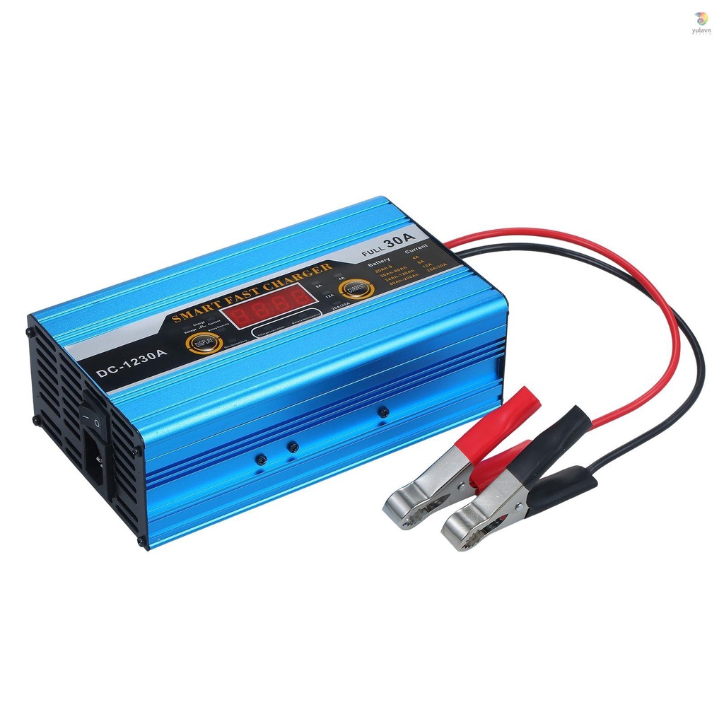 Bộ Sạc Pin Nhanh Thông Minh 12V 30A Có Màn Hình LCD Kỹ Thuật Số Cho Xe Hơi