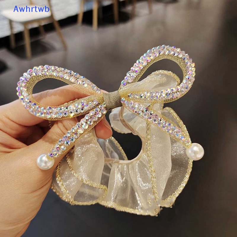 Dây Cột Tóc Co Giãn Đính Đá Hình Nơ Lớn Thanh Lịch Cho Nữ Mới