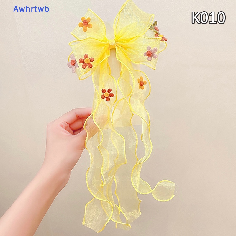 Kẹp Tóc Ruy Băng Dài Hình Hoa Nhiều Màu Sắc Thời Trang Xuân Hè Cho Bé Gái Mới