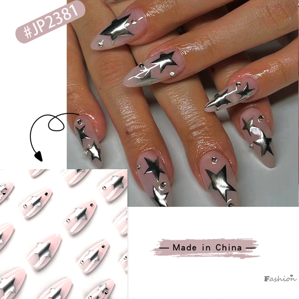 Móng Tay Giả Hình Ngôi Sao Màu Bạc Quyến Rũ