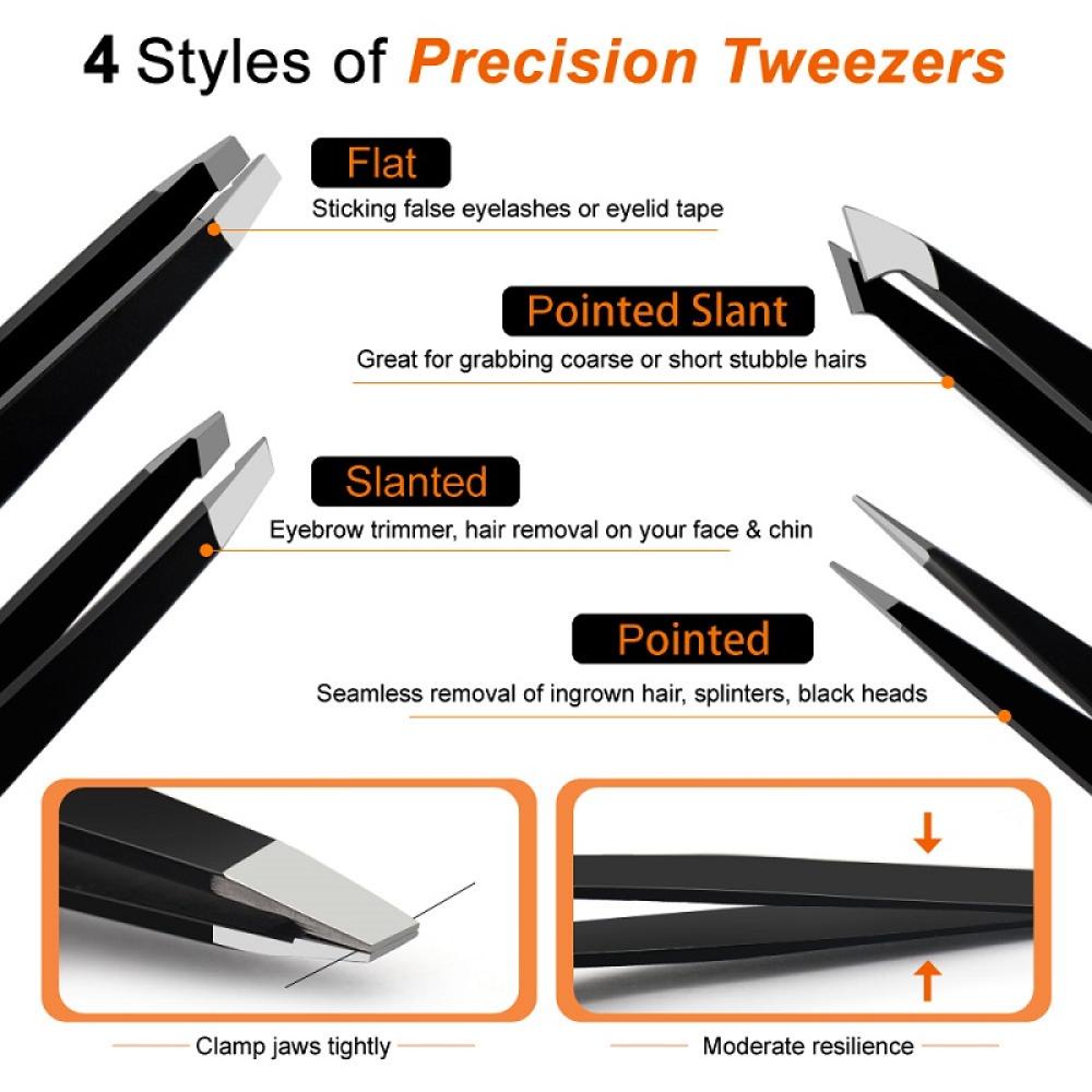 Nhíp Nhổ Lông Mày 4 Trong 1 Bằng Thép Không Gỉ B8C1 Dành Cho Nam Và Nữ