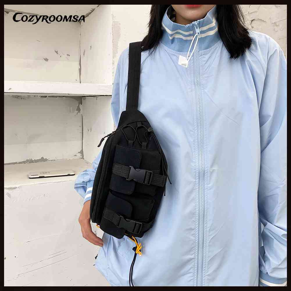 Túi Đeo Chéo Ngực / Thắt Lưng Bằng Vải Bạt Unisex Phong Cách Đường Phố