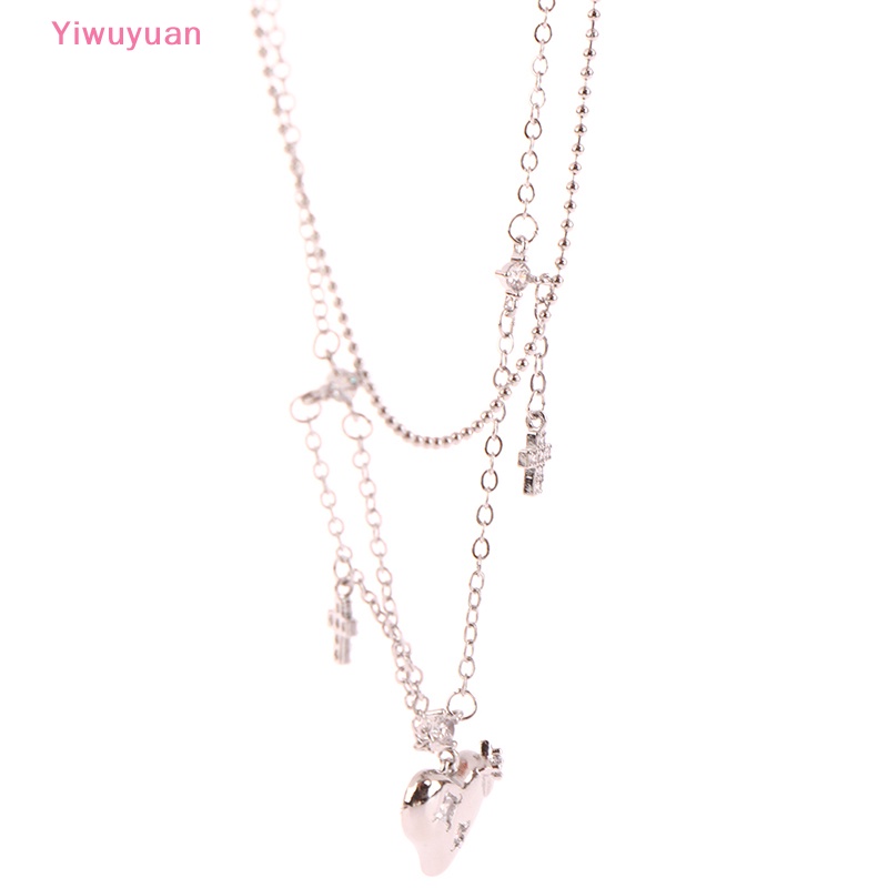 < Yiwuyuan > Vòng Cổ Choker Mặt Chữ Thập Đính Đá Zircon Trái Tim Cho Nữ Dự Tiệc Mới
