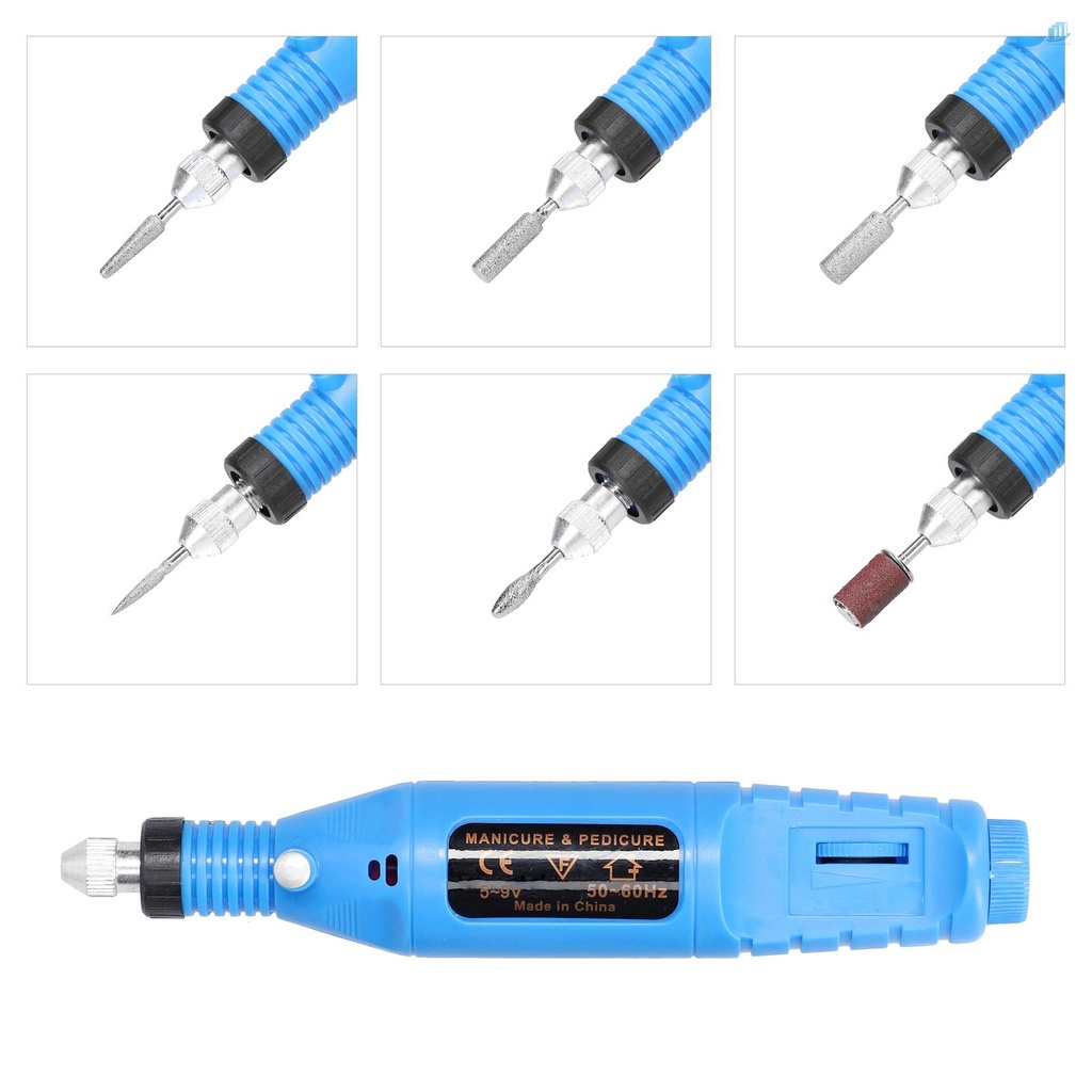 Bộ Máy Mài Móng Tay Mini Sạc USB (s2mwvn) Cầm Tay Với 6 Đầu Mài Tùy Chỉnh Tốc Độ