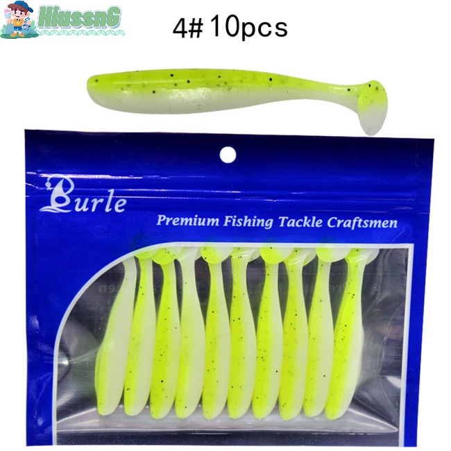 Bộ 10 Mồi Câu Cá Nhân Tạo Bằng Silicon Mềm Nhiều Màu Sắc