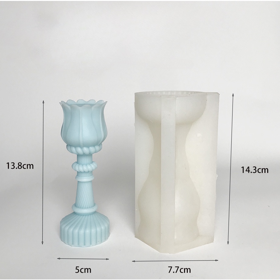 Khuôn silicone Làm Giá Đỡ Đèn Cầy Hình Hoa tulip Kiểu Hàn Quốc Độc Đáo diy
