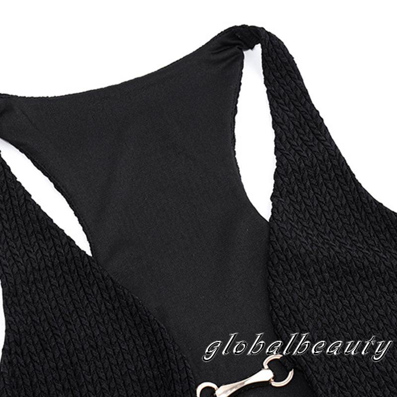 Đầm Ôm Không Tay 00GB Màu Trơn Khóa Kim Loại Trước Thời Trang Cho Nữ