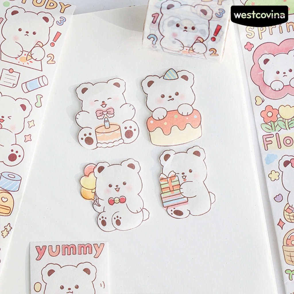 [COD]♪1 Cuộn Băng Keo Giấy Dán Hình Gấu Nhật Bản Dễ Thương Có Thể Tái Sử Dụng Trang Trí Sổ Tay