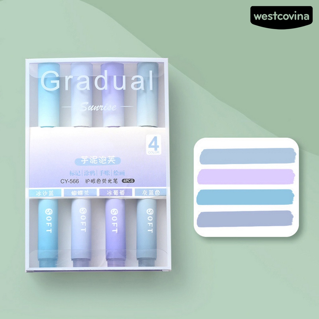 [COD]♪1 Set Bút Lông Mực Đầu Nghiêng Màu Sắc Gradient