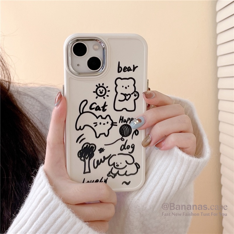 Ốp Điện Thoại Kim Loại In Hình Mèo Cho iPhone 14 Plus 14 13 12 11 Pro Max X XS