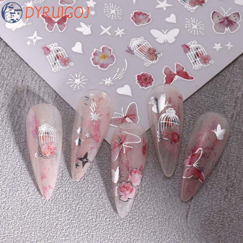 Miếng Dán Trang Trí Móng Tay Tự Dính Họa Tiết Bướm / Trái Tim / Ngôi Sao Xinh Xắn