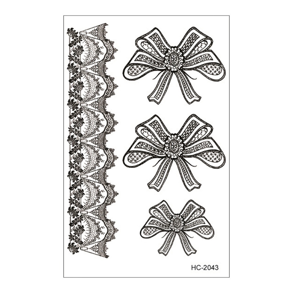 Hình Xăm Dán Tạm Thời Họa Tiết Ren Trắng Đen Sành Điệu Cho Người Lớn