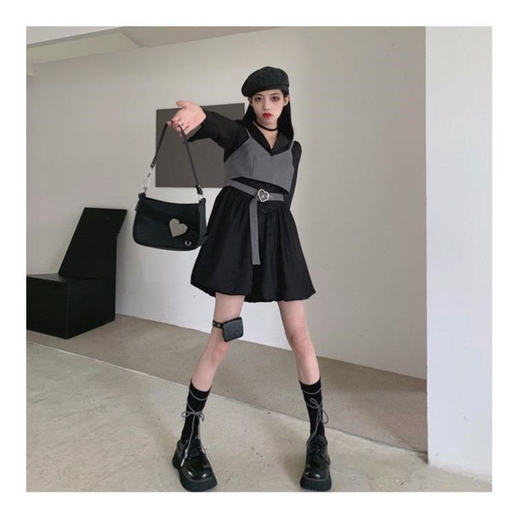 Bộ Đầm + Áo Tank Top Thời Trang Xinh Xắn Kiểu Hàn Quốc Cho Nữ