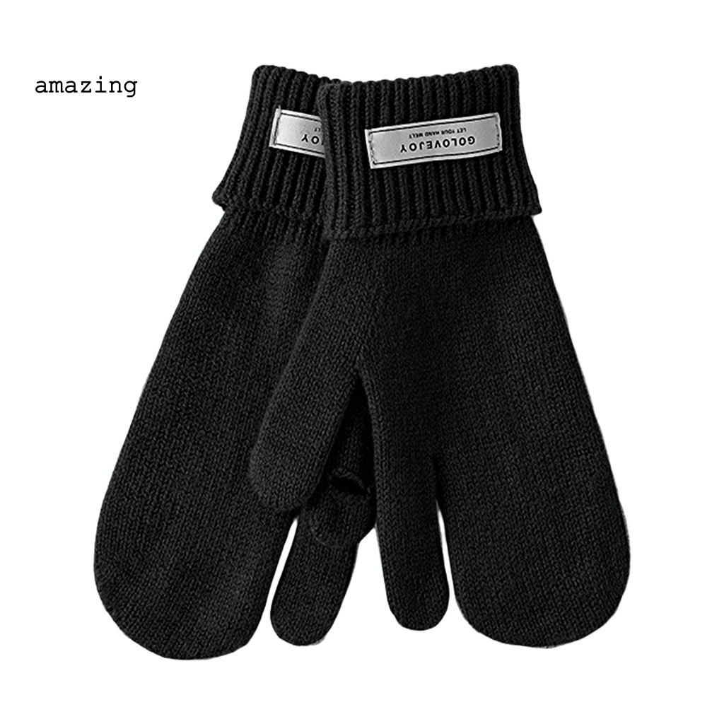 1 Đôi Găng Tay Dệt Kim Dày Dặn Giữ Ấm Mùa Đông