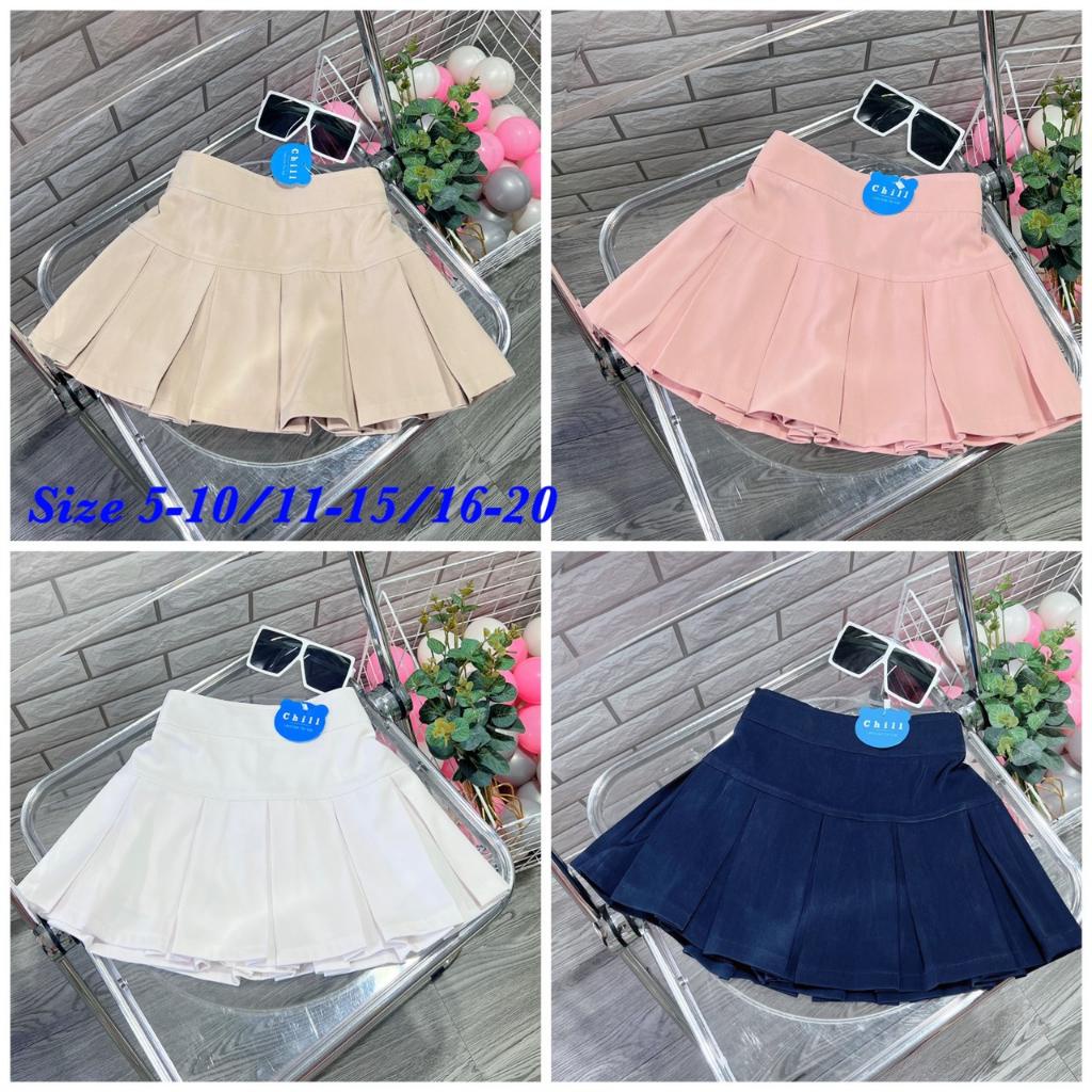 CHÂN VÁY KAKI XẾP LY HỘP CHO BÉ GÁI TỪ 15-26Kg