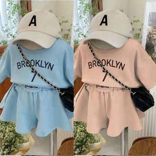 Bộ Đồ Thể Thao Áo Thun Tay Ngắn In Chữ Thời Trang Mùa Hè Cho Bé Gái