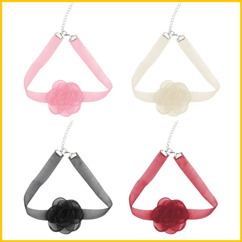 Vòng Cổ Choker Bằng Vải Sợi Mềm In Hoa Dành Cho Nữ