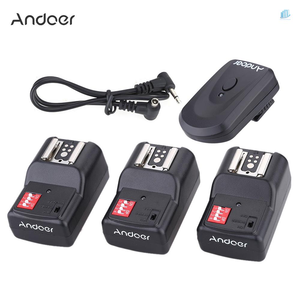 ANDOER Set 1 Bộ Kích Hoạt Đèn Flash Không Dây 16 Kênh + 3 Bộ Thu + 1 Dây Đồng Bộ Cho Pentax Olympus Sigma Sunpak Vivitar Neewer YOUNGNUO Speedlite