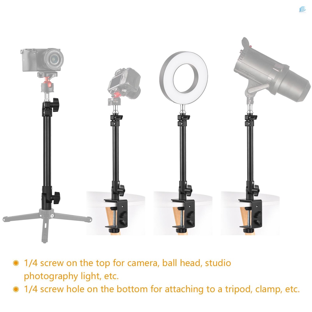 Kẹp Chữ C Thông Dụng Bằng Hợp Kim Nhôm + Gậy Ba Chân Điều Chỉnh Được Kèm Ốc Vít 1 / 4 Inch Có Thể Điều Chỉnh Góc Chiều Dài 28-46