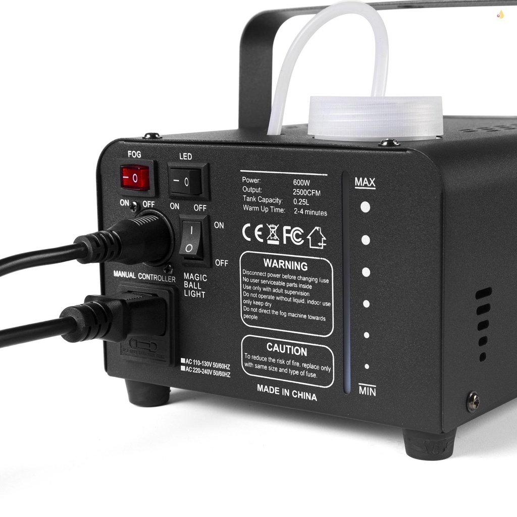 Máy Tạo Khói Sân Khấu Di Động 600W RGB Với Đèn LED 3 Màu 250ml Điều Khiển Từ Xa Tiện Dụng
