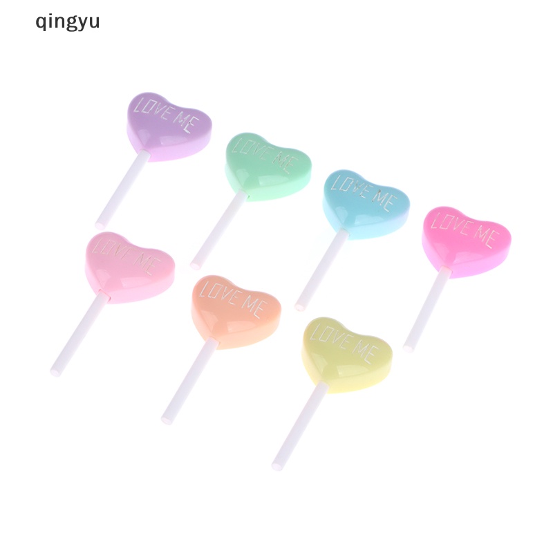 Set 10 Kẹo Mút Trái Tim Giả Resin Trang Trí Ốp Điện Thoại DIY