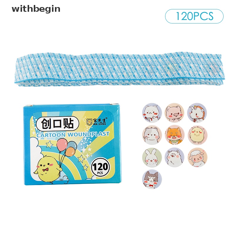 Bộ 120 Miếng Dán Vết Thương Họa Tiết Hoạt Hình Chống Thấm Nước Thoáng Khí