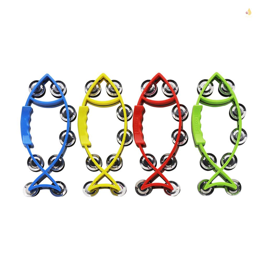 Trống Lục Lạc Cầm Tay Hình Cá Nhiều Màu Sắc Bằng Kim Loại Dành Cho Trẻ Em