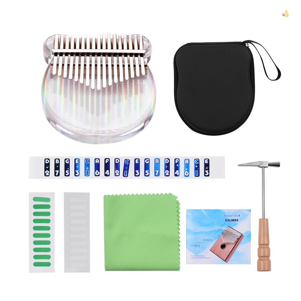 Đàn Kalimba 17 Phím Bằng Acrylic Trong Suốt Kèm Túi Đựng Và Miếng Dán Ghi Chú Tiện Dụng