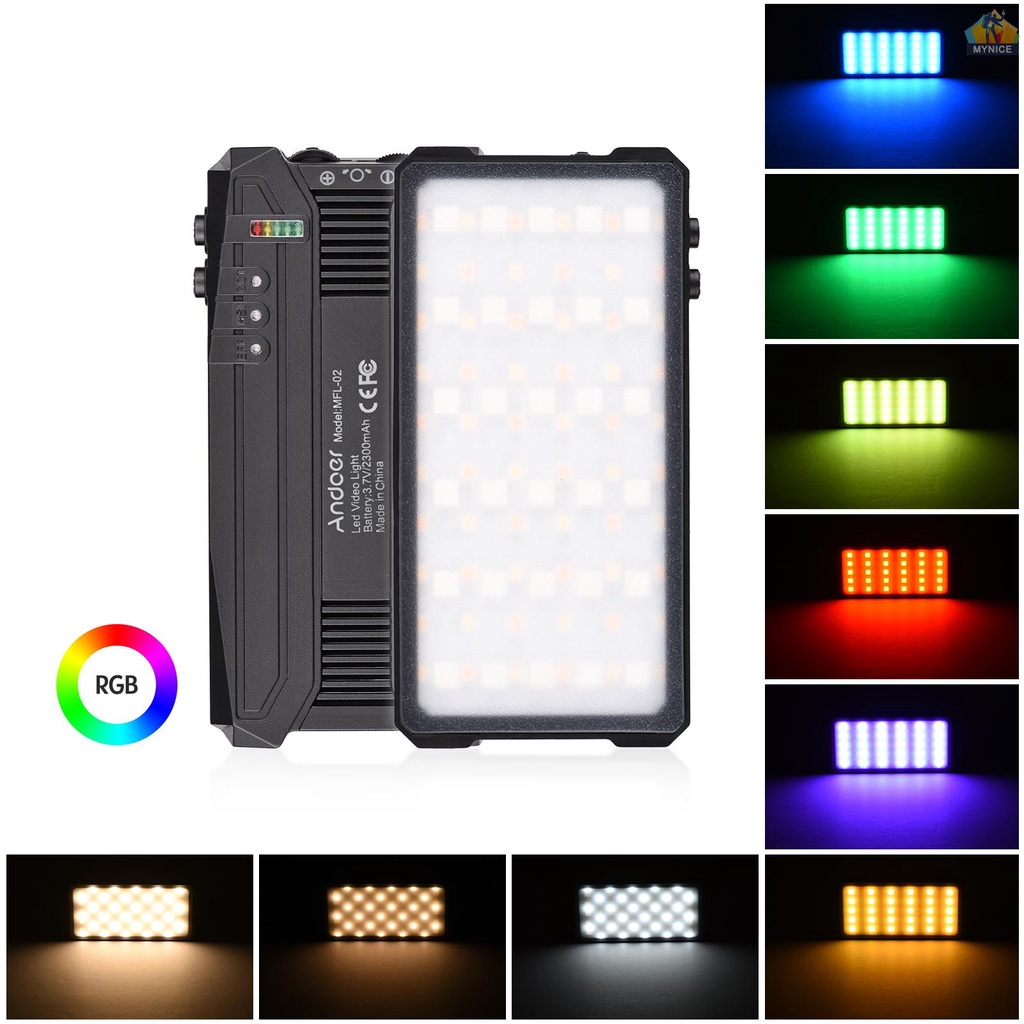 Bộ 90 Đèn LED Andoer MFL-02 5W RGB 3000K-6500K CRI 95 Đa Năng Có Thể Điều Chỉnh Độ Sáng
