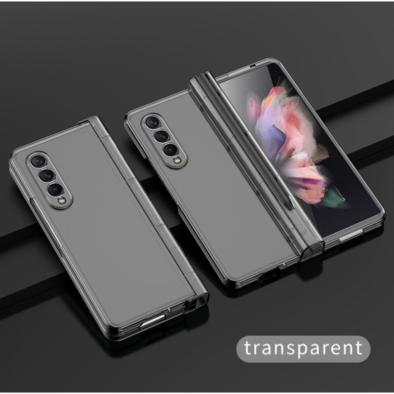 Ốp Điện Thoại Nhựa Kèm Ngăn Đựng Bút Cho Samsung Galaxy Z Fold 5 4 3 5G Kính